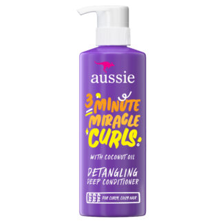 AUSSIE 3 MINUTE MIRACLE CURLS DETANGLING DEEP CONDITIONER TREATMENT WITH COCONUT OIL, 16 FL OZ, PARABEN AND SULFATE FREE